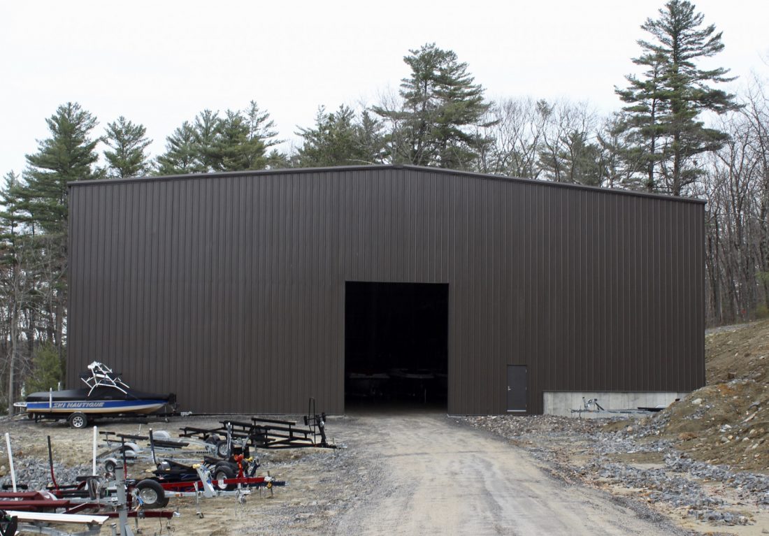 Completed boat storage building.